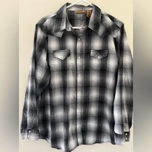 Vintage Wrangler Western Plaid Button Down Pearl Snap Shirt Size XXL